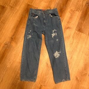 Men's Distressed Blue Jeans